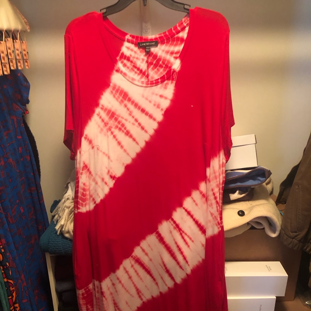 Lane Bryant Midi Red Tie Die Dress 18/20